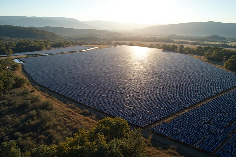 Aerial view of the Yarra Valley Solar Farm.