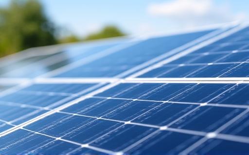 Close-up of a modern solar panel array.